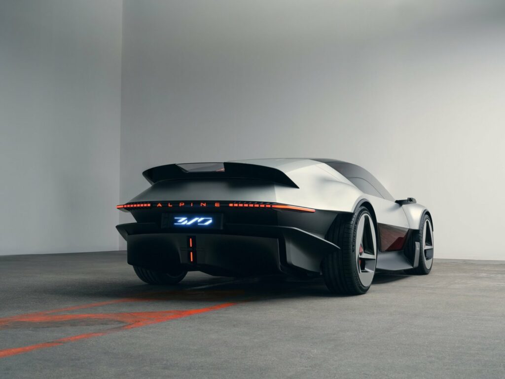 Alpine A310 Vision vue arrière trois quarts avec feux en lamelles