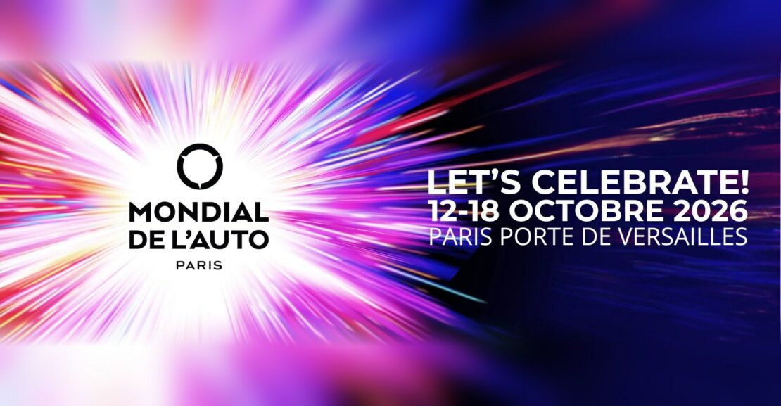 Affiche du Mondial de l'Auto de Paris 2026, du 12 au 18 octobre à Paris Porte de Versailles