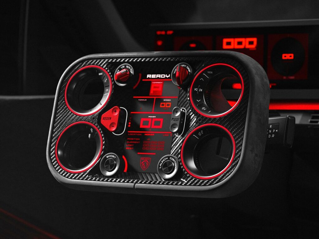 Volant rectangulaire Hypersquare du Peugeot E-T16 Concept